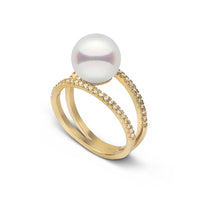 Bridge Collection 8.5-9.0 mm Akoya Pearl and Diamond Ring White Gold front