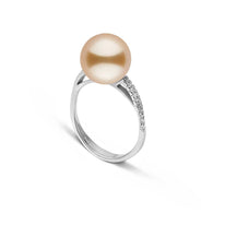 Pirouette Collection 10.0-11.0 mm Golden South Sea Pearl and Diamond Ring Yellow Gold front