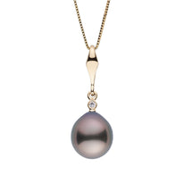 Essential Collection 9.0-10.0 mm Tahitian Drop Pearl and Diamond Pendant White Gold