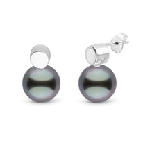 Dot Collection 10.0-11.0 mm Tahitian Pearl Earrings Yellow Gold