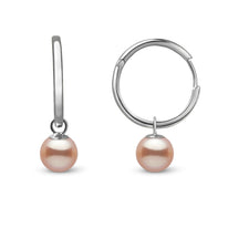 7.5-8.0 mm Pink to Peach Freshadama Pearl Endless Hoop Earrings Yellow Gold