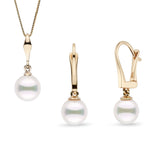 Essential Classic Collection 7.5-8.0 mm Akoya Pearl Pendant and Earrings Set rose gold