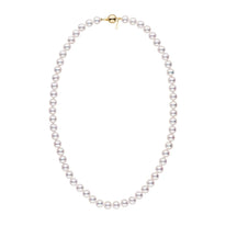 7.0-7.5 mm 18 Inch White Hanadama Akoya Pearl Necklace White Gold polished