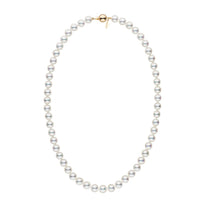 7.5-8.0 mm 18 Inch Natural White Hanadama Akoya Pearl Necklace white gold matte