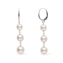 6.5-9.0 mm Triple Akoya Pearl Muse Collection Earrings Yellow Gold