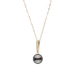 Petite Diamond Bar Collection 8.0-9.0 Tahitian Pearl Pendant White Gold