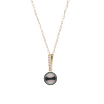 Petite Diamond Bar Collection 8.0-9.0 Tahitian Pearl Pendant White Gold