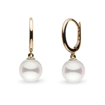 Solid Eternal Collection White Akoya 8.5-9.0 mm Pearl Dangle Earrings white gold