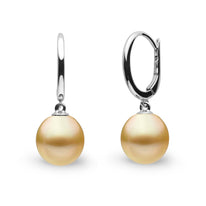 Solid Eternal Collection 9.0-10.0 mm Golden South Sea Drop Pearl Earrings yg