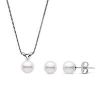 6.0-6.5 mm Akoya Pearl Unity Collection Pendant and Earrings Set Yellow Gold