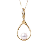 Wishbone Collection 7.0-7.5 mm Akoya Pearl and Diamond Pendant White Gold