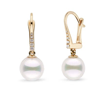 Allure Collection Akoya 9.0-9.5 mm Pearl & Diamond Dangle Earrings white gold