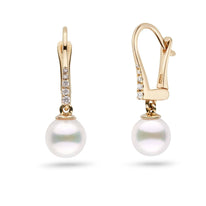 Allure Collection White Freshadama Freshwater 7.5-8.0 mm Pearl & Diamond Dangle Earrings white gold