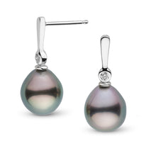 Aspire Collection 8.0-9.0 mm Drop Tahitian Pearl & Diamond Earrings yg