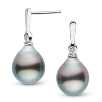 Aspire Collection 9.0-10.0 mm Drop Tahitian Pearl & Diamond Earrings yg