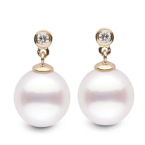 Brilliant Collection White South Sea 10.0-11.0 mm Pearl and Diamond Dangle Earrings wg