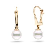 Classic Collection White Akoya 7.0-7.5 mm Pearl Dangle Earrings white gold