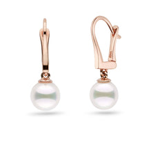 Classic Collection White Akoya 7.5-8.0 mm Pearl Dangle Earrings white gold