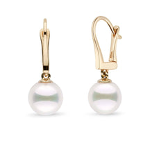 Classic Collection White Akoya 9.0-9.5 mm Pearl Dangle Earrings white gold