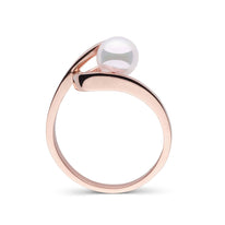 Cursive Collection Akoya Pearl Ring rose gold angle