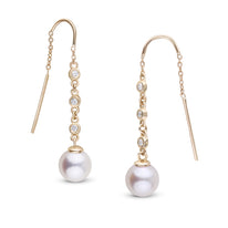 7.5-8.0 mm Freshadama Pearl and Diamond Threader Earrings White Gold