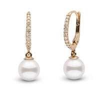Eternal Collection White Akoya 7.0-7.5 mm Pearl & Diamond Dangle Earrings white gold