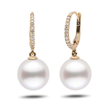 Eternal Collection White South Sea 12.0-13.0 mm Pearl & Diamond Dangle Earrings wg