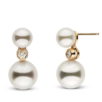 6.5-9.0 mm Akoya Pearl and Diamond Duet Dangle Earrings White Gold