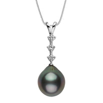 11.0-12.0 mm Tahitian Drop Pearl and Diamond Luminary Pendant  yellow gold