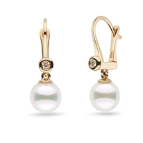 Romantic Collection AAA Akoya 8.0-8.5 mm Pearl & VS1-G Quality Diamond Dangle Earrings in white gold