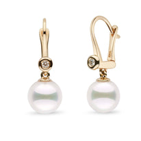 Romantic Collection AAA Akoya 9.0-9.5 mm Pearl & VS1-G Quality Diamond Dangle Earrings in white gold