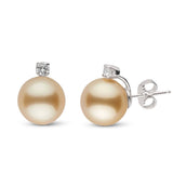 Starlight Collection 10.0-11.0 mm Golden South Sea Pearl & Diamond Stud Earrings yg