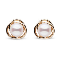 Trilogy Collection White Akoya Pearl Earrings rose gold