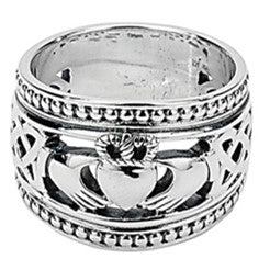 Claddagh Shield Ring - Sterling Silver