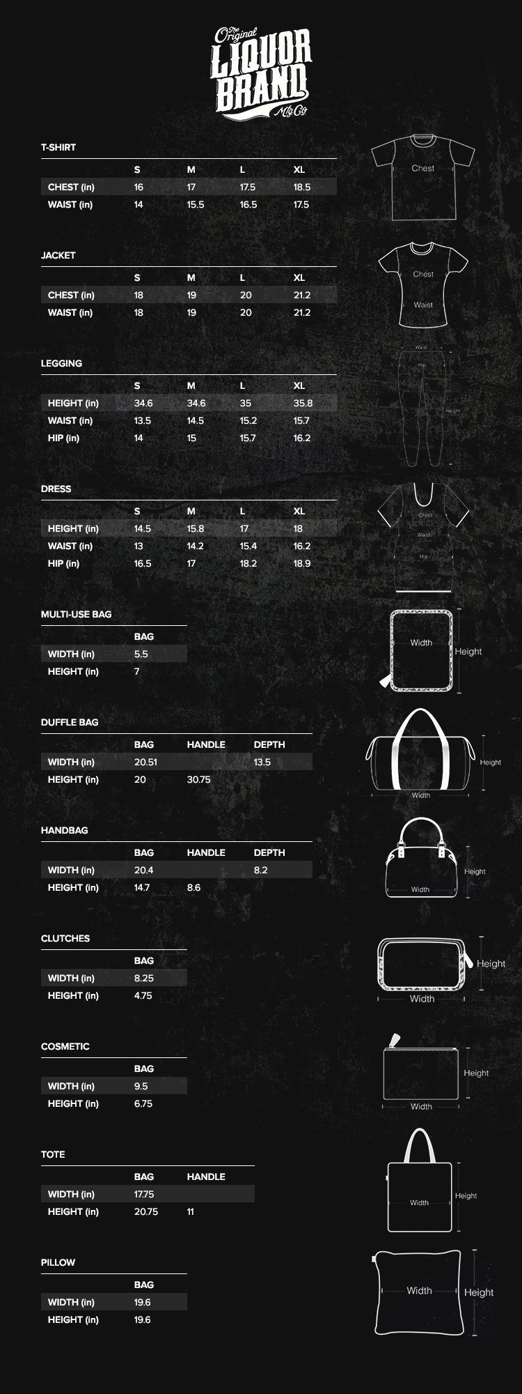 Liquorbrand Size Chart