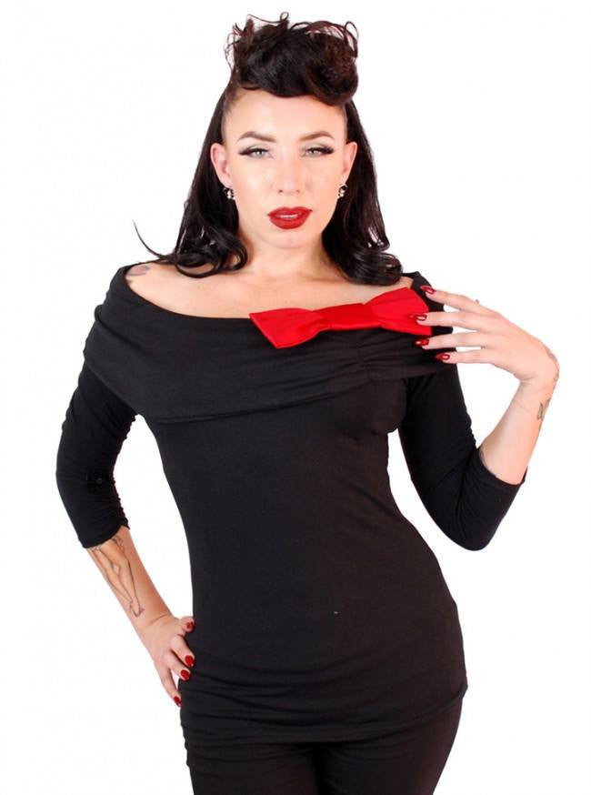 Women's Big Collar Bow Top by Pinky Pinups - Inked Shop