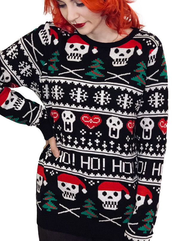 santa skull sweater