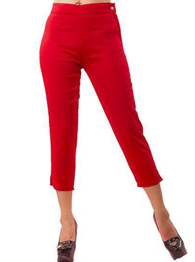 Women's High Waist Roll Up Capri Pants