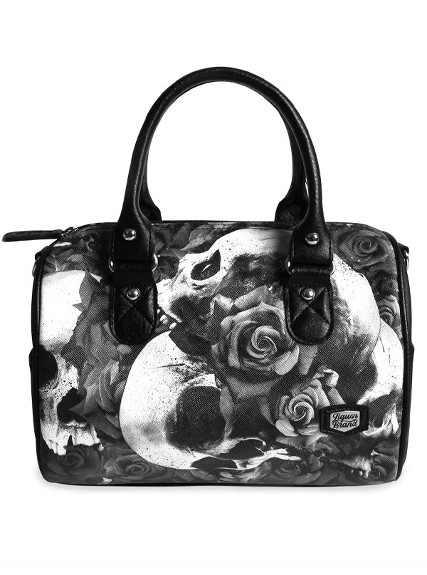 Restyle Purple Rose Goth Velvet Emo Punk Skull Skeleton Black Bag Purse ...