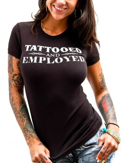 Womens Tattooed And Employed T Shirt By Steadfast Brand Black