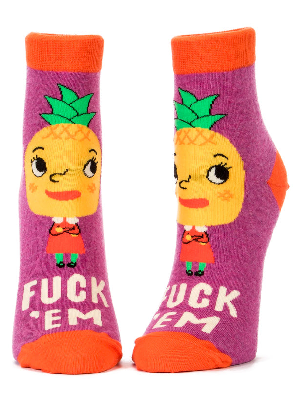 Womens Fuck Em Ankle Socks Ink