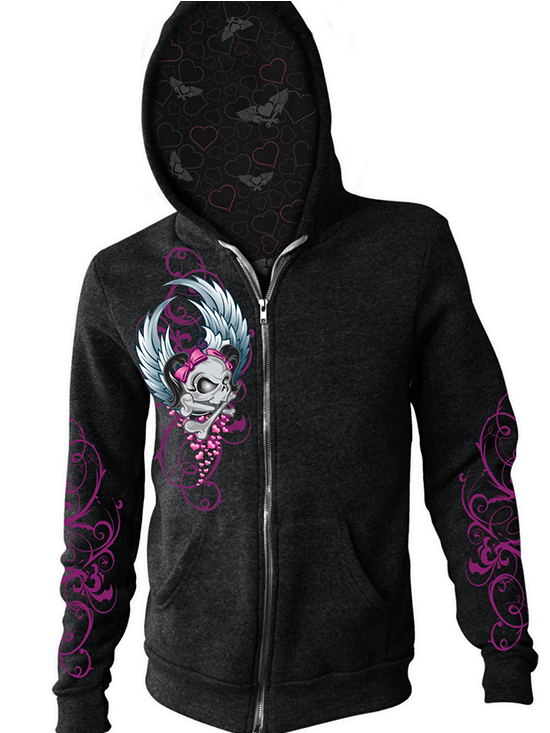 Women's Girl Skull Zip Up Hoodie by Lethal Angel - Inked Shop