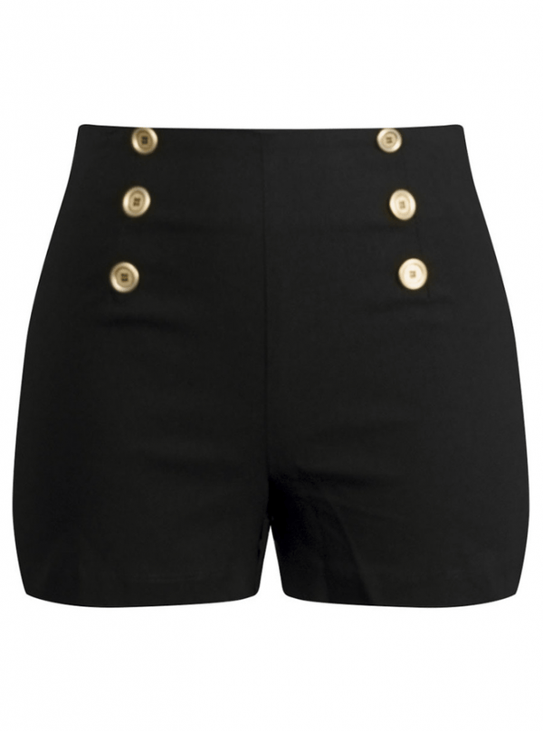 Black Sailor Shorts | Sailor High Waisted Shorts