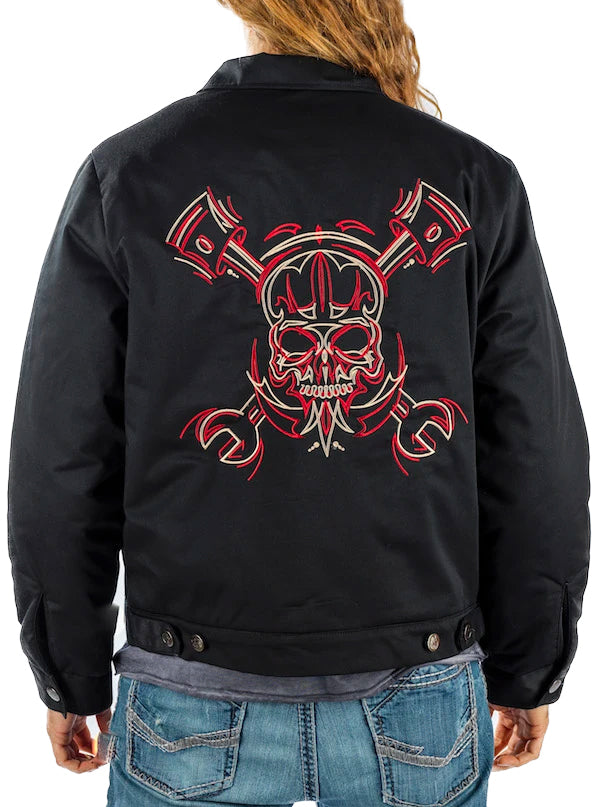 Men's Full Pinstripe Skull Mechanic Jacket by Lethal Threat | Inked Shop