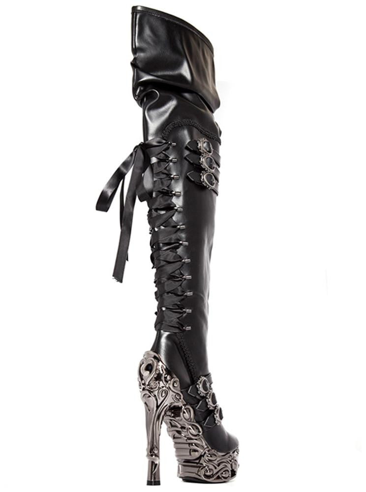 thigh high buckle boots