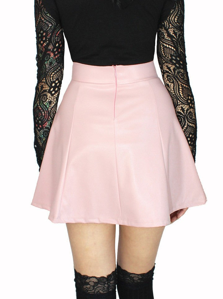 Pleather Pleated Skirt | Pink Pleated 