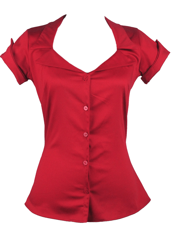 red button up shirt womens short sleeve