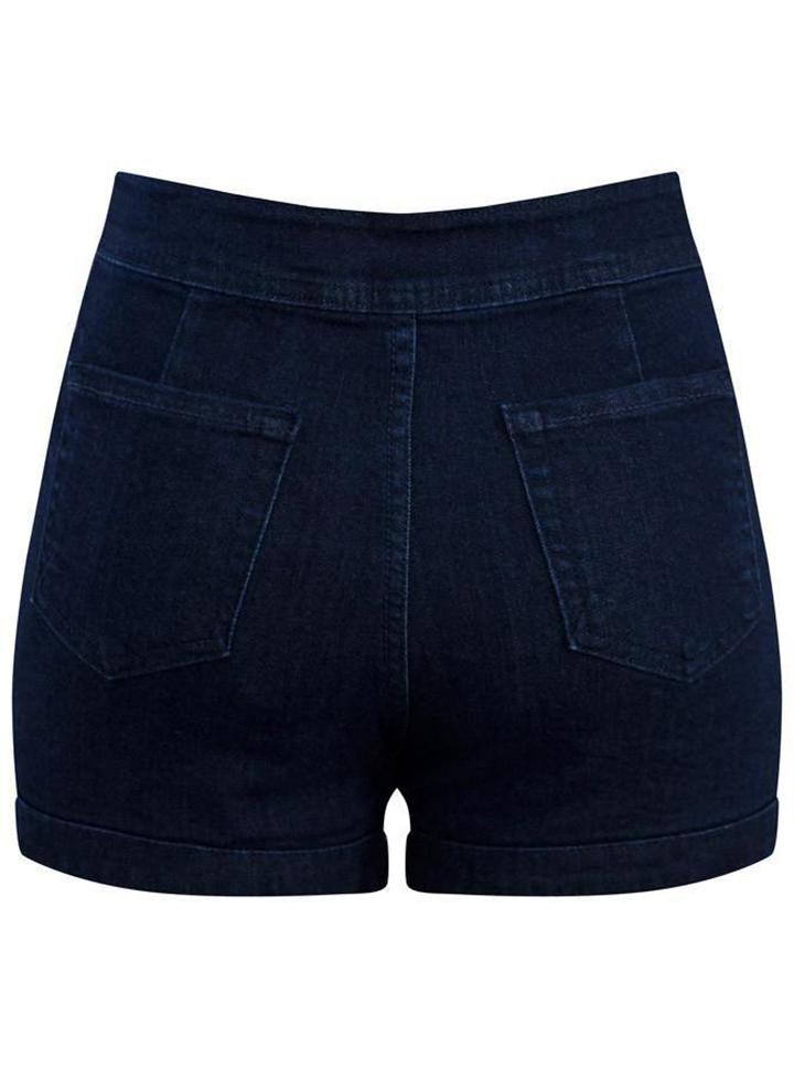 dark blue denim shorts women