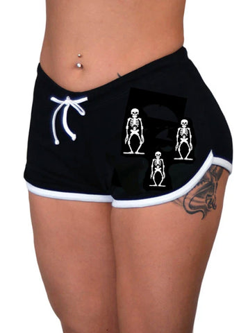 Cute Skull Bow Black Short Shorts