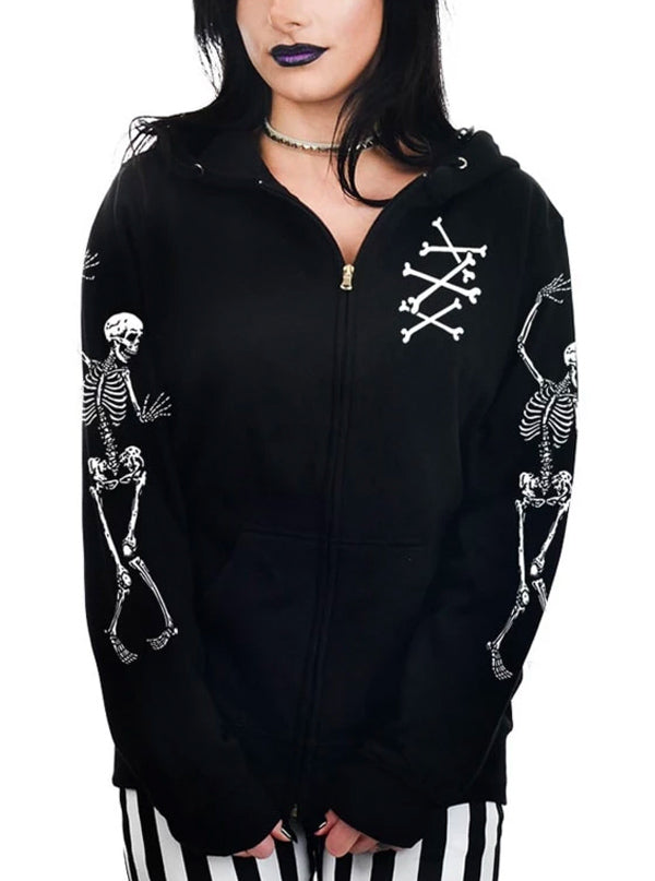 skeleton zip hoodie